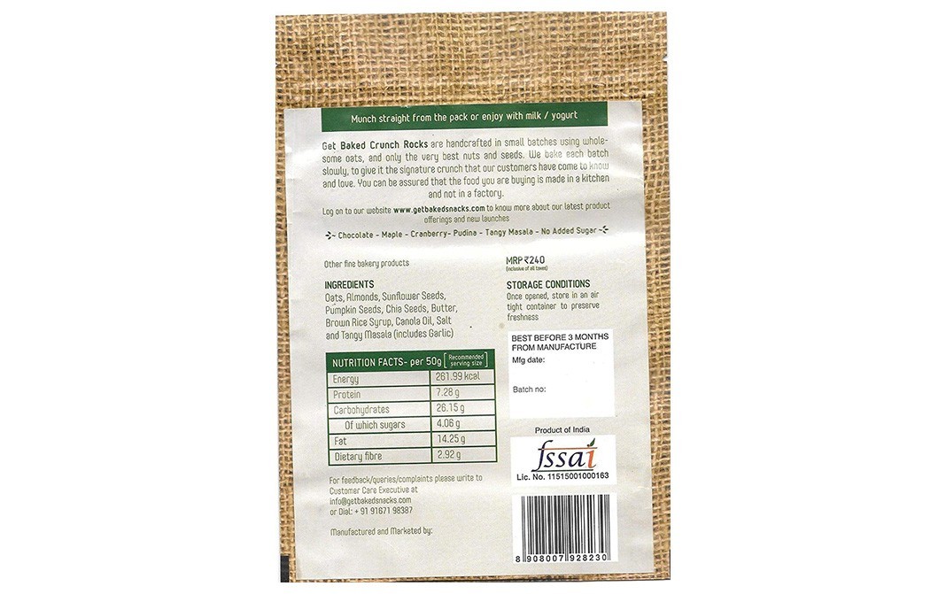 Get Baked Tangy Masala Crunch Rocks    Pack  200 grams